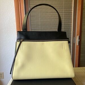 Authentic Celine edge bag small black and light cream yellow